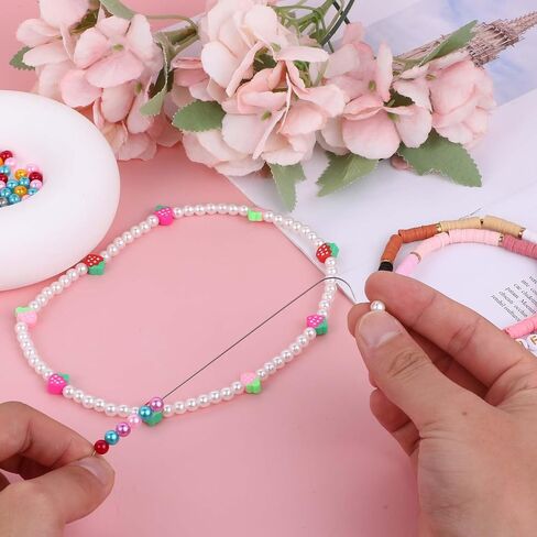 Lusofie 10 قطع إبر دوارة للخرز، إبر خرز للبذور، إبر خرز للعين الكبيرة مع مقبض مستقيم وخيوط من الفولاذ المقاوم للصدأ مجموعة إبر خرز من الفولاذ المقاوم للصدأ لصنع المجوهرات وقلادة السوار in Saudi Arabia