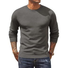 COOFANDY Mens Knit Dress Sweater Crewneck Long Sleeves Slim Fit Sweaters Business Casual Ribbing Pullover Tops