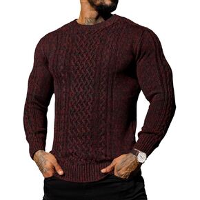 Askdeer الرجال صياد كابل Crewneck سترة الشتاء سترة غير رسمية للرجال بلوفر مغزول البلوزات مع حافة التضليع