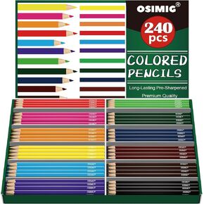مجموعة أقلام رصاص ملونة ممتازة، مجموعة أقلام رصاص ملونة عدد 240، 12 لونًا متنوعًا نابضًا بالحياة، أقلام رصاص ملونة كبيرة الحجم تم شحذها مسبقًا، مستلزمات الفصول المدرسية للمعلمين، مستلزمات العودة إلى المدرسة in Kuwait