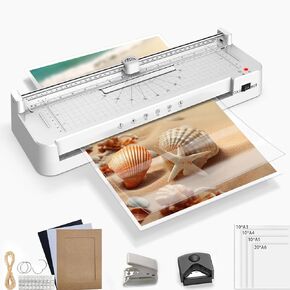 Locamp Thermal Laminator,2 in 1 Cutter Laminator,Cold laminator,2 Roller System,13Inch,𝟓𝟎 𝐏𝐜𝐬 Laminating Sheets Never Jam Technology for Office Supplies