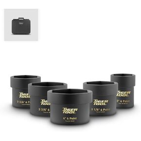 Tiger Tool 6-Point Axle Nut Socket Set for Commercial Trucks, Compatible with Class 6 – 8 Semi Trucks, Heavy Duty Transportation Trucks and Equipment, 18200