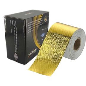 Xinhan Gold-Silver Adhesive Backed Heat Barrier Tape High Temperature Heat Reflective Adhesive Backed Tape Compatible With Car Intake Pipe Engine Bay Hoses Wires Etc (Gold, 2in x 30ft)