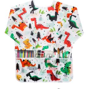 Kids Art Smocks Painting Smock with Long Sleeve and 3 Pockets for Age 3-8