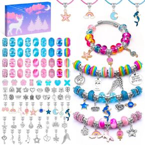 LUDUKOO Charm Bracelet Making Kit, 186 Pcs DIY Bracelet Making Kit with Beads Bracelets Necklace Crafts for Girls Ages 5-7 Birthday Christmas Gifts for Teenage Girls (186 Pieces)