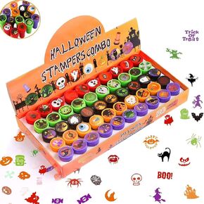 CCINEE 50pcs Halloween Assorted Stamps Cute Cartoon Stamps for Kids' Halloween Party Favors Trick or Treat Goodies Bags Filler