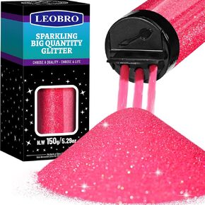 LEOBRO Pink Glitter, Glitter, 150g/5.29oz Extra Fine Glitter, Resin Glitter Powder, Nail Body Craft Glitter for Resin Arts Crafts Rose Holiday Party Decor, Iridescent Hot Pink Glitter in Kuwait