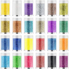 Ultra Fine Glitter 24 Colors Set, Holographic Glitter Powder for Tumblers, Arts and Craft Glitter, Iridescent Glitter for Epoxy Resin, Cosmetic Glitter for Body Nail Face Hair Eyeshadow Makeup