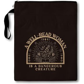A Well Read Women Book Club Gifts Bag, Tarot Book Sleeves with Zipper, 11x9 Inch Washable Book Covers for Paperbacks, Book Cover Bag Gifts for Women Bibliophile Reader Bookish, A023