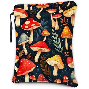 Mushrooms Book Sleeve with Zipper, Waterproof Book Cover, Washable Book Lover Gift for Teen Women Girl.