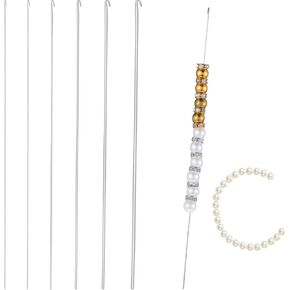 AOZUO 6 PCS Beading Needles, Bead Spinner Needles 6.7 inches Clip Style Beading Needles for Bead Spinner DIY String Seed Waist Beads Bracelet Jewelry Making Christmas (0.4/0.5/0.6/0.7/0.8/0.9mm)
