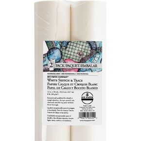 Bee Paper - 2 Pack 12" x 50 yds White Sketch and Trace Roll, for Drawing, Tracing, Sketching, and Sewing Pattern