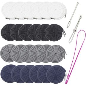 HOIRIX 24 Pcs Drawstring Cords Replacement Kit with Easy Threader - Perfect for Sweatpants,Hoodies & More (Mix color)