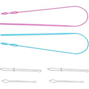 6pcs Drawstring Threader Tool Set, 4pcs Steel Drawstring Clips & 2pcs Plastic Drawcords Practical Drawstring Threader Tool Flexible Drawstring Threaders for Pants Shirt Jacket
