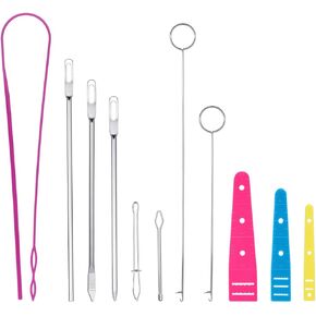 11pcs Drawstring Threader Tool Set, Flexible Drawstring Threaders Sewing Turner Hooks Elastic Clips Draw string Puller Tools Supplies Accessories Kits for Fabric Jackets Hoodies Sweaters Pants