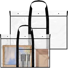 2 Pcs Large Poster Storage Bag Bulletin Board Holder PVC Art Portfolio Container Clear Storage Bags Classroom Painting Artwork Organization for Teachers Students(47.2" × 35.4" + 31.5" × 25.6")
