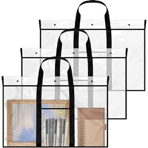 3 Pcs Large Poster Storage Bag Bulletin Board Holder 31.5" × 25.6" PVC Art Portfolio Container Clear Storage Bags Classroom Painting Artwork Organization for Teachers Student