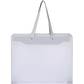 Shulaner Plastic Art Portfolio Folder with Zipper and Handle 17 x 14 inches Large Waterproof Bag Artwork Storage Container for Drawing Sketch Photography Poster Files Document, Black