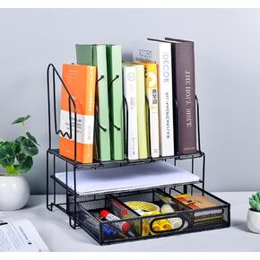 TFLFL 3 Tiers Desk Organizer with 5 Vertical File Holder Accessories Paper Letter Tray Workspace Organizer