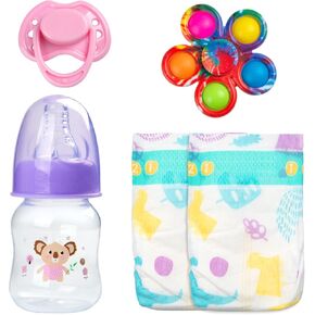Reborn Baby Dolls Bottles and Pacifiers and Dipers and Fidget Spinner Baby Doll Accessories 5 Pieces Set for 17-24 Newborn Baby Dolls