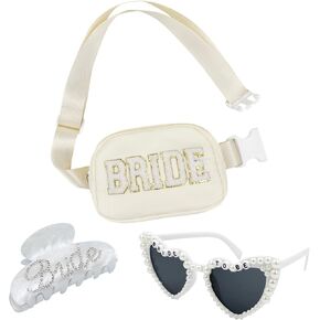 Lamyba Bride to be Gifts Bride Fanny Pack,Hair Claw Clip and Sunglasses,Bachelorette Gifts for Bride,Engagement/Bridal Shower/Wedding Gifts,Bachelorette Party Decorations,Christmas Gifts for Bride