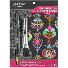 وسادة ورقية للخدش - ميري آند برايت - 14 صفحة مقاس 6 × 8، تكشف عن 7 تصميمات للعطلات الموسمية والاحتفالية، المصاصات المعدنية، مجموعة أدوات يدوية للكبار in Kuwait