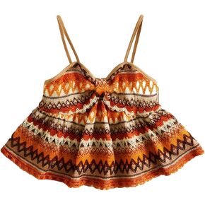 Verdusa Girl's Twist Front Spaghetti Strap Ruffle Hem Casual Cami Top