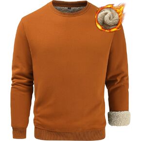 Men's Sherpa Lined Cotton Sweatshirts Pullover Fleece Crewneck Sweatshirt for Men