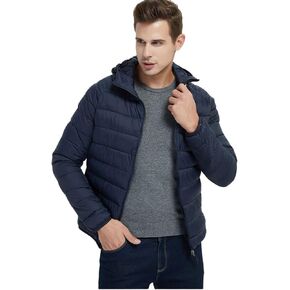 Kinkia Men's Lightweight Puffer Jacket Ultra Soft Warm Waterproof Quilted Hooded Outwear Coat