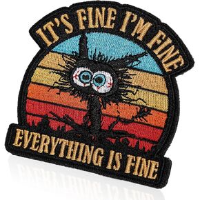 It's Fine I'm Fine Everything is Fine Patch, Embroidered Hook and Loop Patches, Funny Meme Morale Patch for Backpacks, Dog Harnesses, Army Vests, Gym Bags, Hats, Helmets