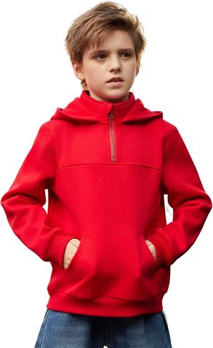 Arshiner Boy's Loose Fit Quarter-Zip Pullover Hoodie Sweatshirt - Lightweight Fleece - 4~12 Years Kids in Saudi Arabia