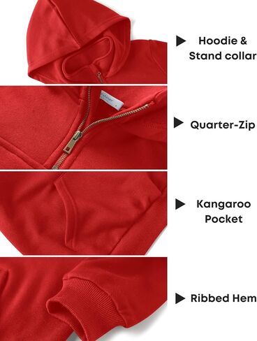 Arshiner Boy's Loose Fit Quarter-Zip Pullover Hoodie Sweatshirt - Lightweight Fleece - 4~12 Years Kids in Saudi Arabia