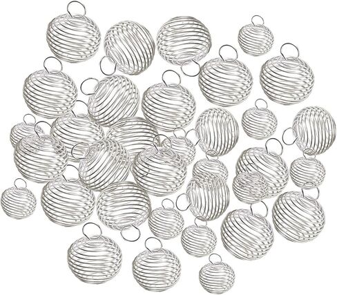 تعليقة على شكل قفص من الخرز الحلزوني مطلية بالفضة 3 مقاسات 15 مم / 25 مم / 30 مم من Shapenty، حامل حجر لقلادة العثور على المجوهرات وصنعها، 30 قطعة (ذهبي) in Kuwait