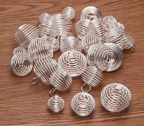 تعليقة على شكل قفص من الخرز الحلزوني مطلية بالفضة 3 مقاسات 15 مم / 25 مم / 30 مم من Shapenty، حامل حجر لقلادة العثور على المجوهرات وصنعها، 30 قطعة (ذهبي) in Kuwait