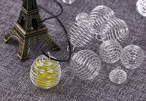 تعليقة على شكل قفص من الخرز الحلزوني مطلية بالفضة 3 مقاسات 15 مم / 25 مم / 30 مم من Shapenty، حامل حجر لقلادة العثور على المجوهرات وصنعها، 30 قطعة (ذهبي) in Kuwait