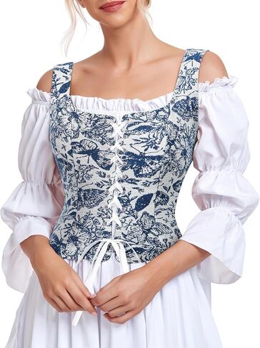 American Trends Renaissance Corset Pirate Vest Medieval Renaissance Costume Women Steampunk Gothic Vintage Cosplay Bodice in Saudi Arabia