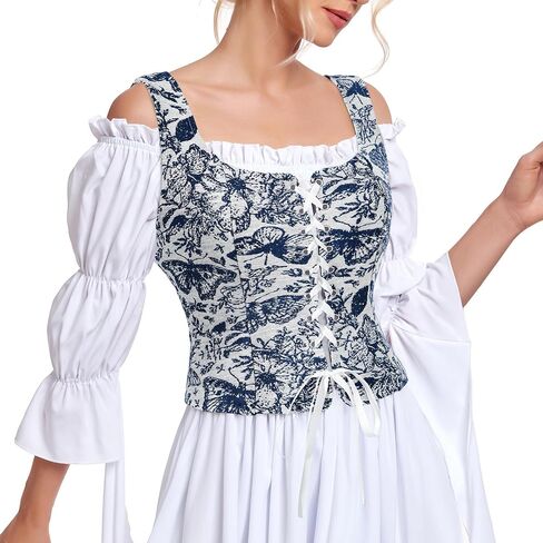 American Trends Renaissance Corset Pirate Vest Medieval Renaissance Costume Women Steampunk Gothic Vintage Cosplay Bodice in Saudi Arabia
