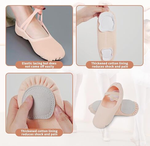 Ballet Shoes for Women Big Girls, Innovative Elastic Fabric, High Elasticity-High Breathability Flat Dance Practice Shoes with Split Soles, Soft Sole Yoga Shoes for Girls Boys in Saudi Arabia