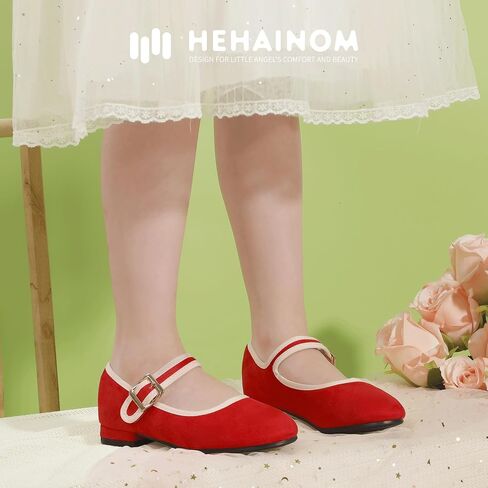أحذية Hehainom للفتيات الصغيرات والأطفال الصغار ماري جين مدرسة حفلات الزفاف أحذية راقصة الباليه للفتيات المسطحة in Saudi Arabia