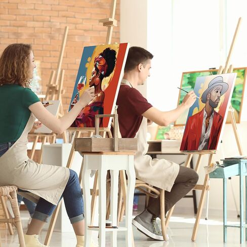 Dinifee 2 Pack Pre Drawn Canvas for Painting for Adults Sip and Paint Kit for Couple 8" x 10" Stretched Pre Printed Canvas for Couples Date Night Valentine Party(Wine Glass Couple) in Saudi Arabia