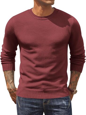 COOFANDY Mens Knit Dress Sweater Crewneck Long Sleeves Slim Fit Sweaters Business Casual Ribbing Pullover Tops in Saudi Arabia
