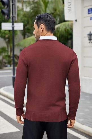 COOFANDY Mens Knit Dress Sweater Crewneck Long Sleeves Slim Fit Sweaters Business Casual Ribbing Pullover Tops in Saudi Arabia