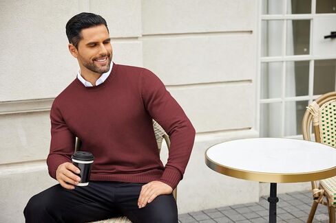 COOFANDY Mens Knit Dress Sweater Crewneck Long Sleeves Slim Fit Sweaters Business Casual Ribbing Pullover Tops in Saudi Arabia