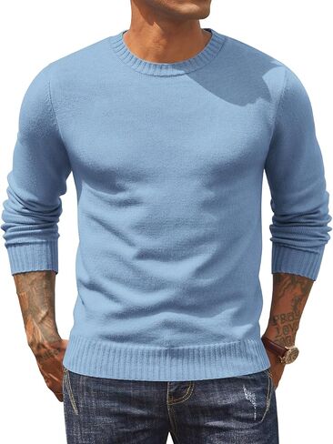 COOFANDY Mens Knit Dress Sweater Crewneck Long Sleeves Slim Fit Sweaters Business Casual Ribbing Pullover Tops in Saudi Arabia