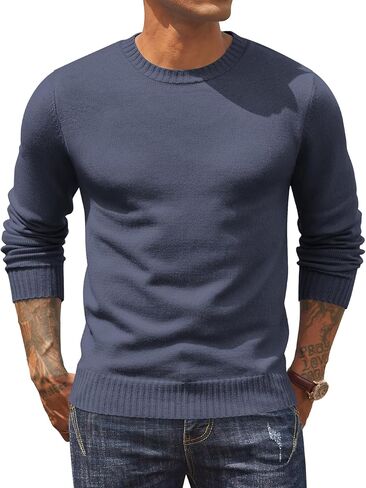 COOFANDY Mens Knit Dress Sweater Crewneck Long Sleeves Slim Fit Sweaters Business Casual Ribbing Pullover Tops in Kuwait