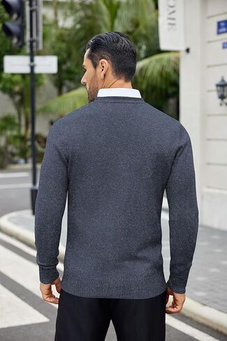 COOFANDY Mens Knit Dress Sweater Crewneck Long Sleeves Slim Fit Sweaters Business Casual Ribbing Pullover Tops in Kuwait