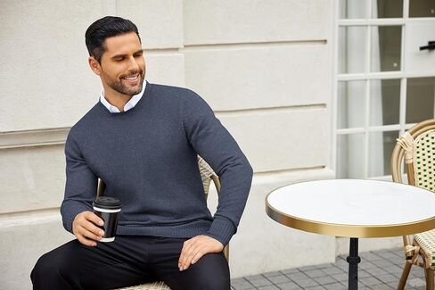 COOFANDY Mens Knit Dress Sweater Crewneck Long Sleeves Slim Fit Sweaters Business Casual Ribbing Pullover Tops in Kuwait