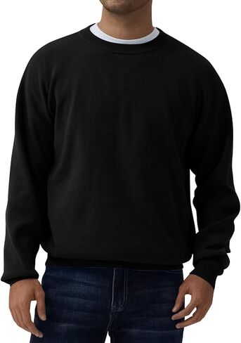 Mens Crewneck Sweater Loose Fit Soft Long Sleeve Knit Pullover Sweaters for Casual Or Dressy Wear Sizes M-XXL in Saudi Arabia