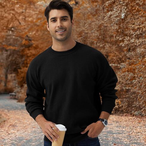 Mens Crewneck Sweater Loose Fit Soft Long Sleeve Knit Pullover Sweaters for Casual Or Dressy Wear Sizes M-XXL in Saudi Arabia