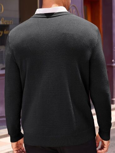 Runcati Mens V Neck Sweater Cable Knit Long Sleeve Casual Ribbed Twisted Pullover Sweaters in Saudi Arabia